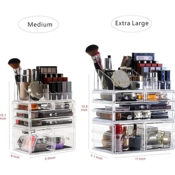 acrylic Makeup Organizer Skin Care Large Clear Cosmetic Display Cases Stackable - Picture 5 of 6